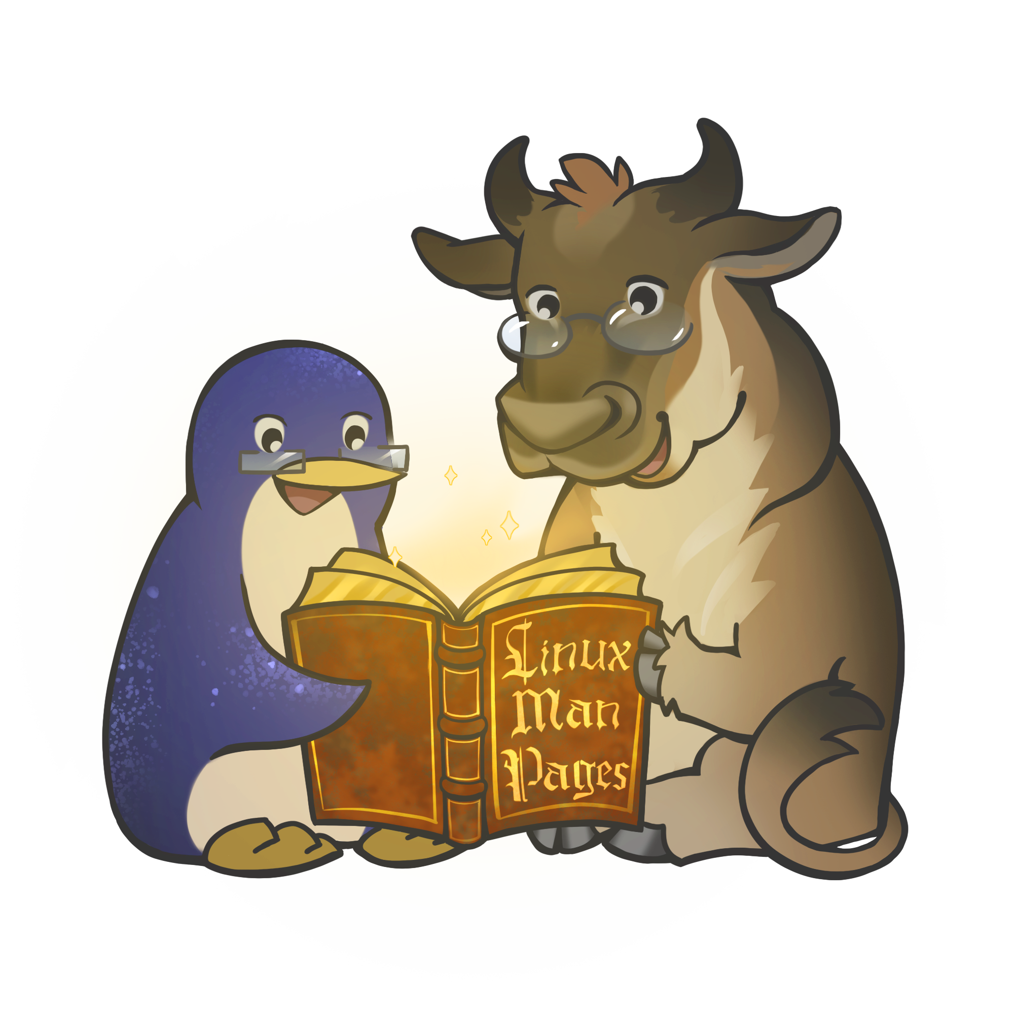 penguin and gnu reading a book